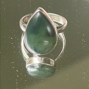 Elegant Green Stone Silver Ring